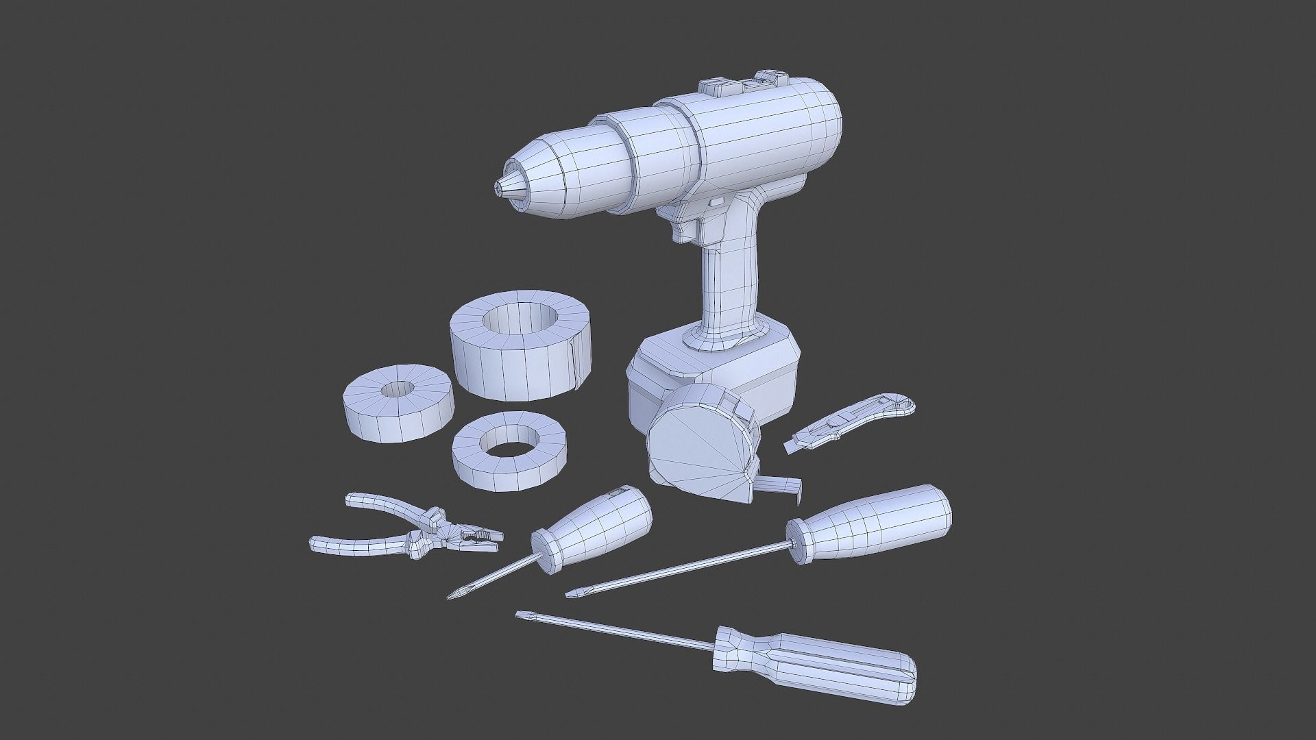 Set of tools 01 Low-poly 3D model_16