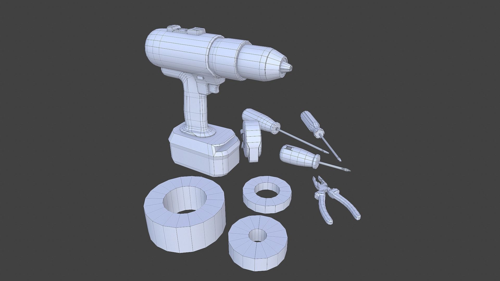 Set of tools 01 Low-poly 3D model_17