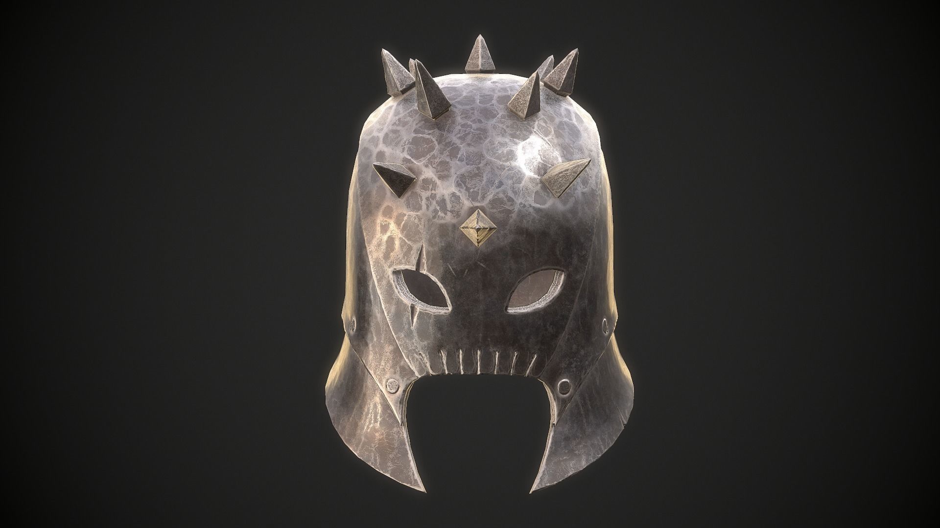 Orc Helmet 04 Low-poly 3D model_3