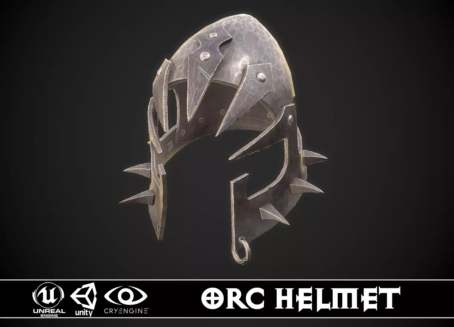 Orc Helmet 05 Low-poly 3D model_0