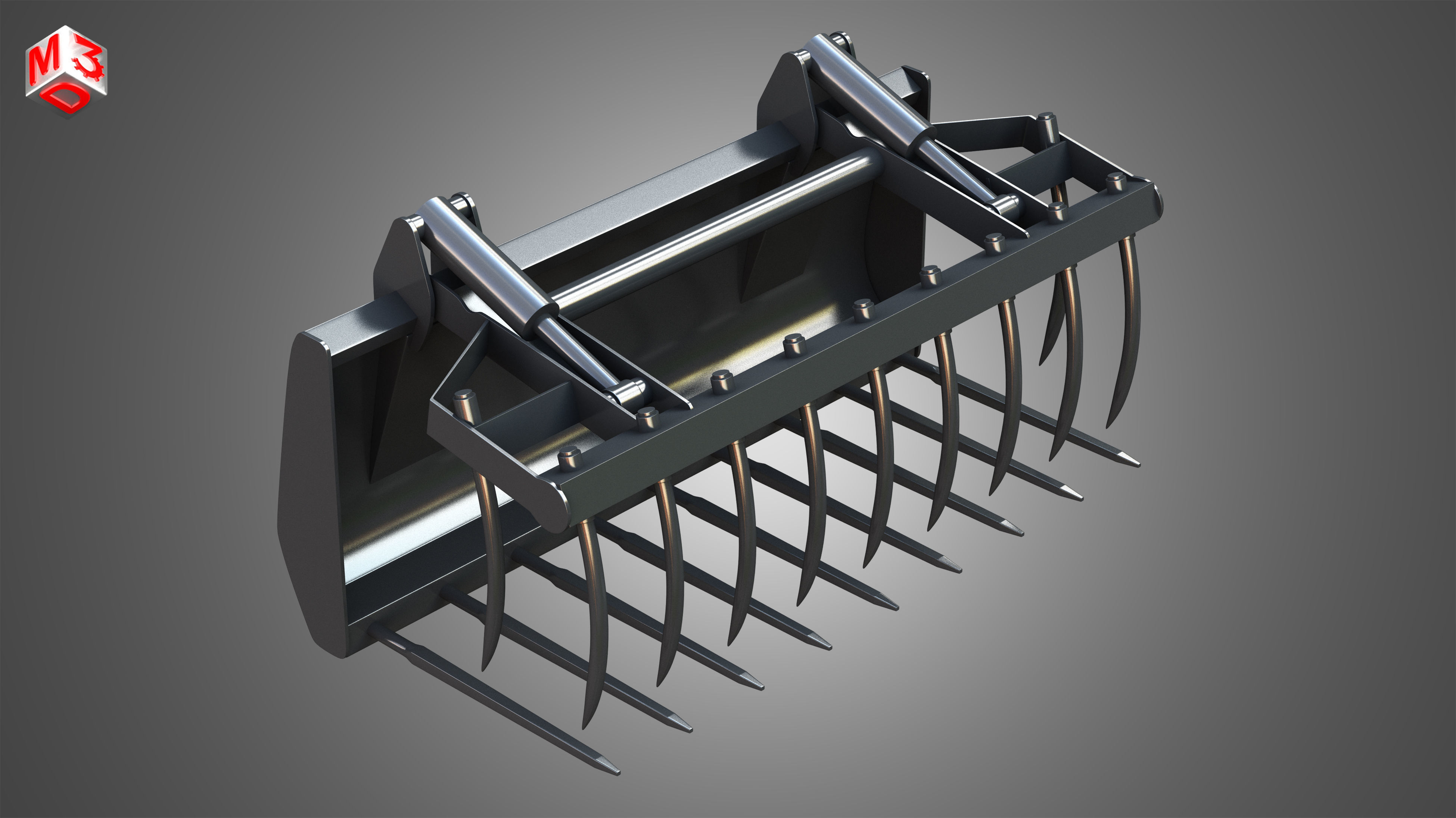 Fork with Grapple - Front Loader 3D model_1