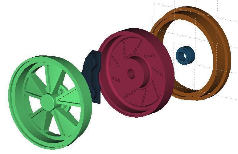 Printable Classic 5 Spoke Rim scaled 3D print model_1