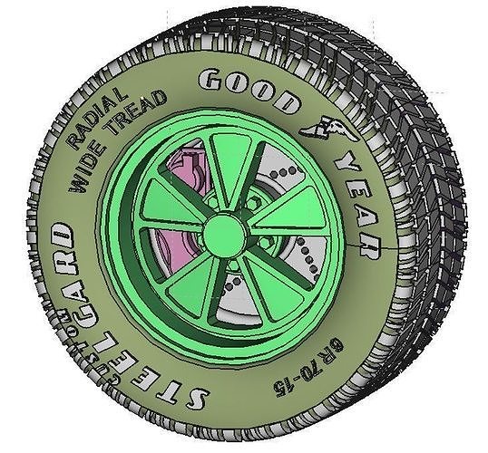 Printable Classic 5 Spoke Rim  scaled 3D print model