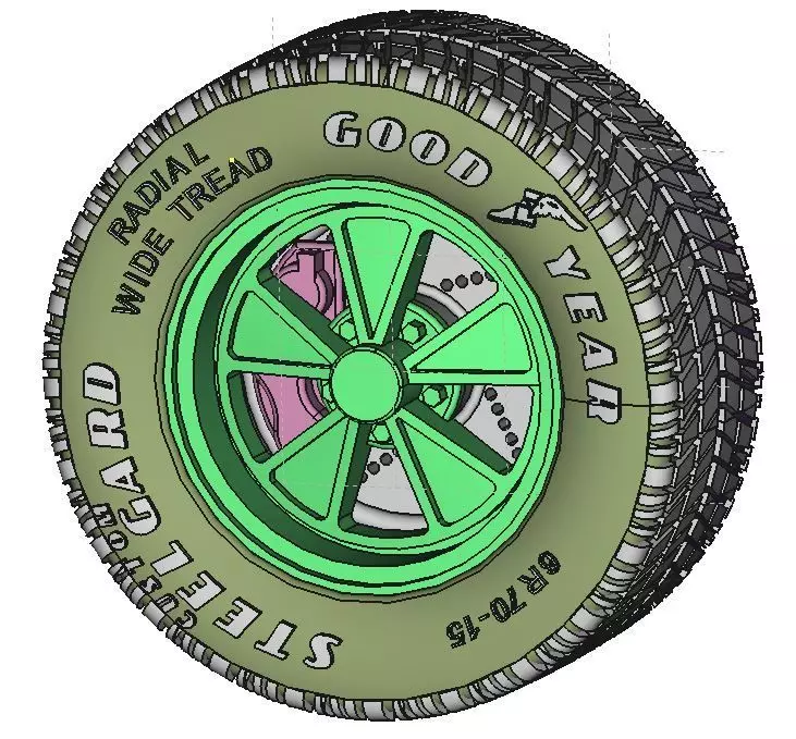 Printable Classic 5 Spoke Rim scaled 3D print model_0