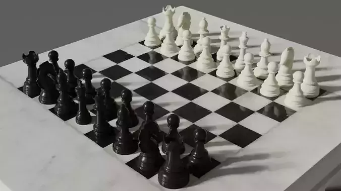 Chess pieces on marble table