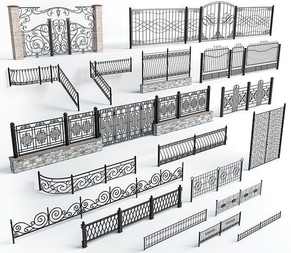 Wrought iron fences 3D model