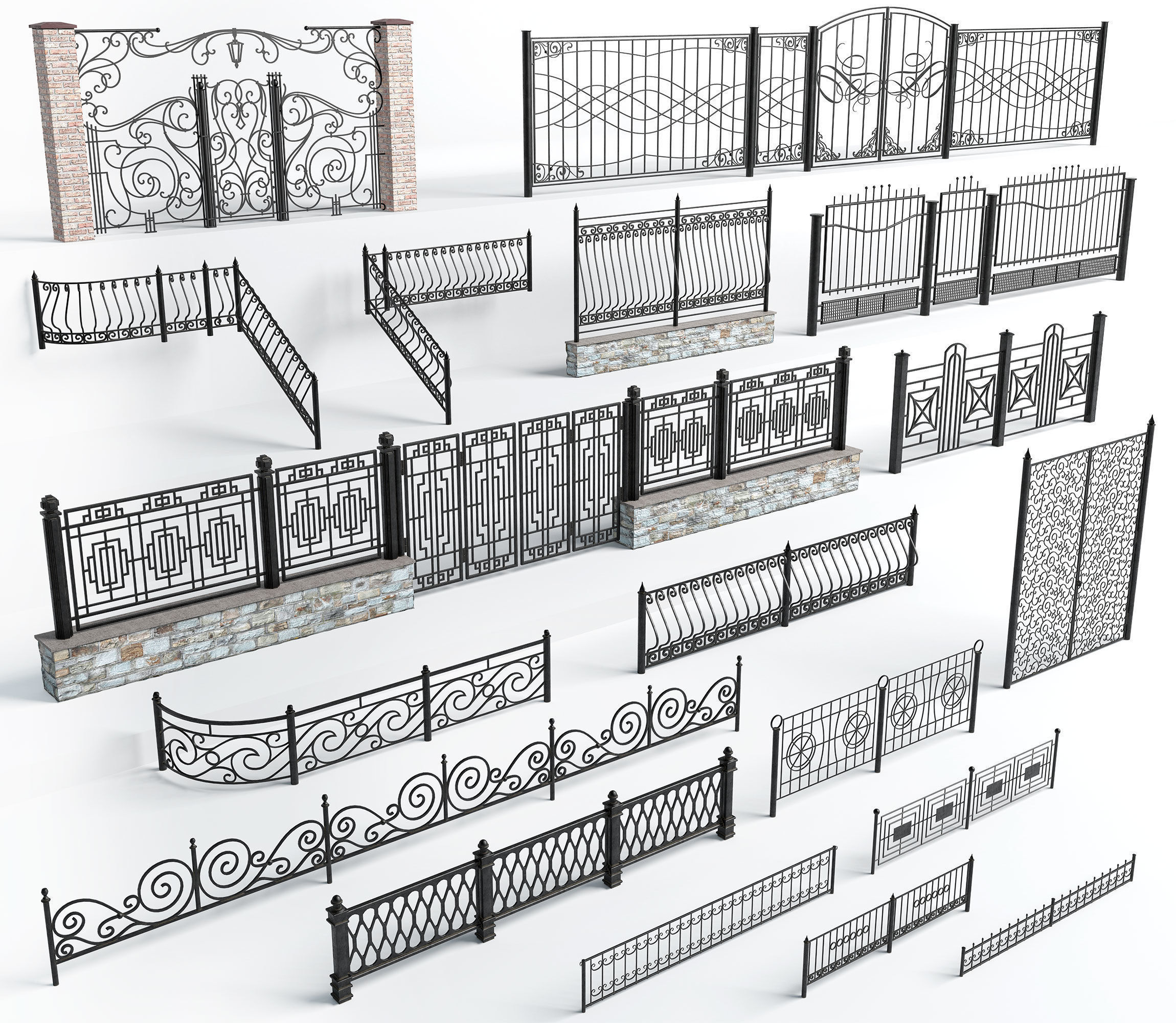 Wrought iron fences 3D model_0