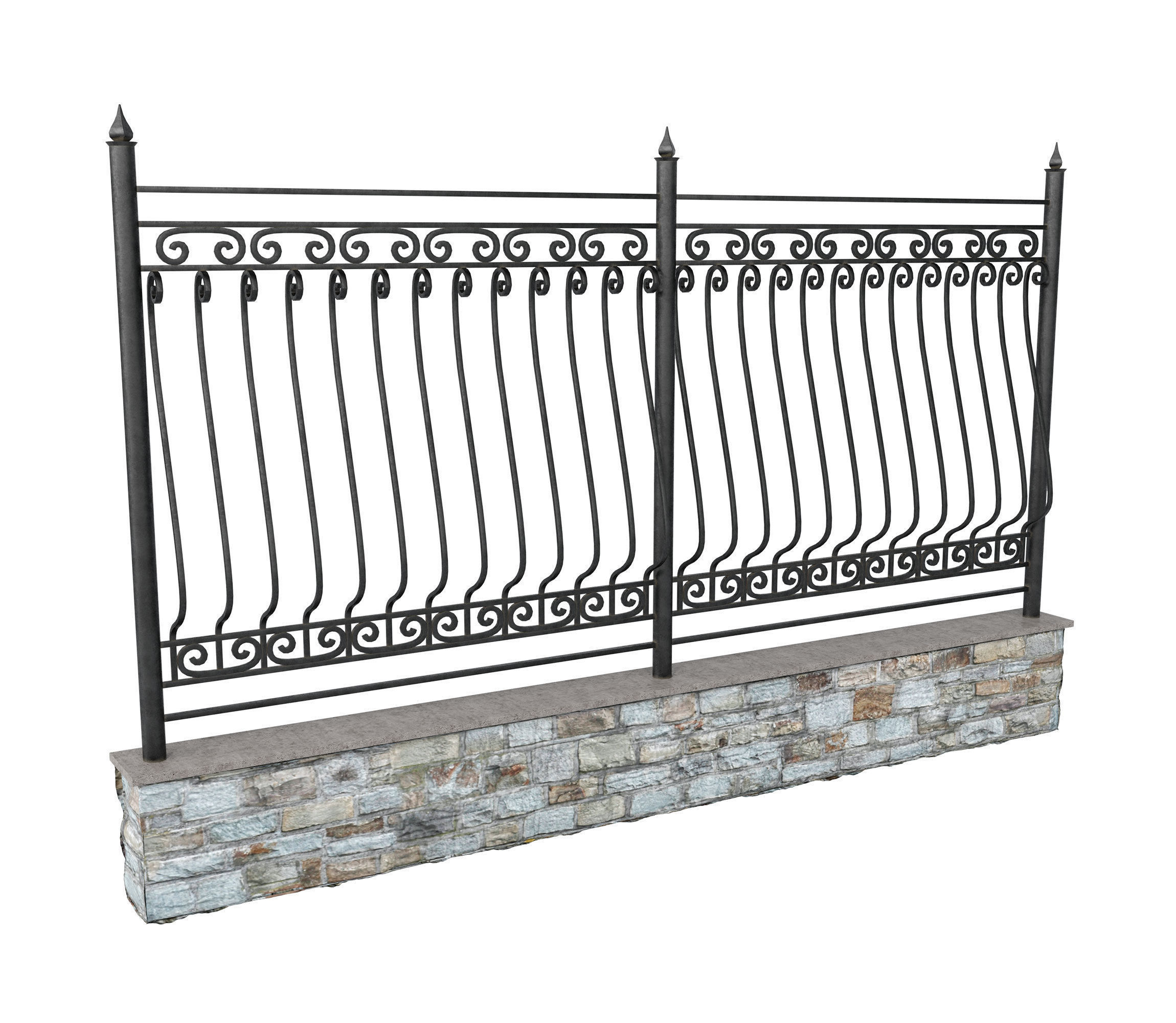 Wrought iron fences 3D model_3