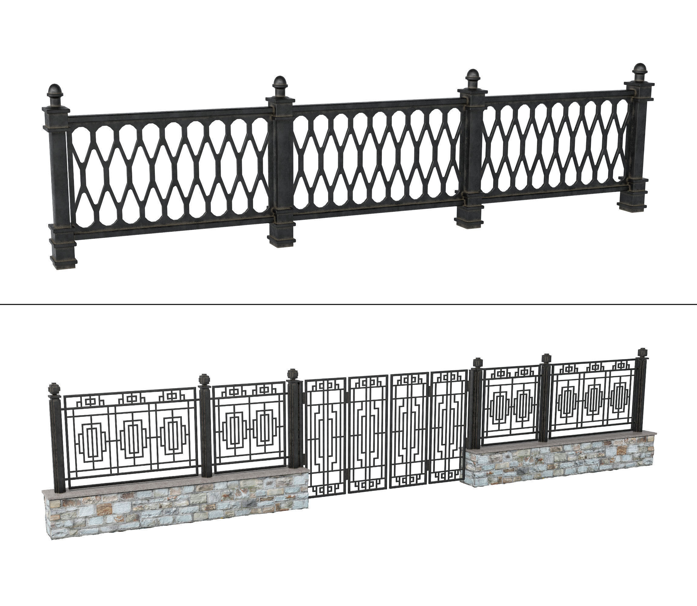 Wrought iron fences 3D model_1