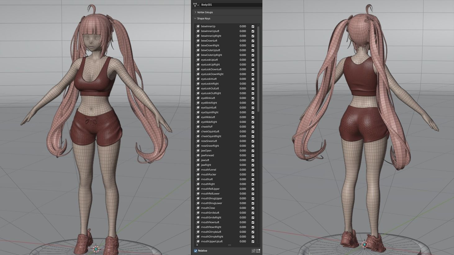 Anime Girl Full Rig    Free VRM Sample 3D model_7