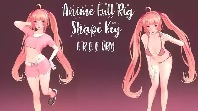Anime Girl Full Rig    Free VRM Sample 3D model