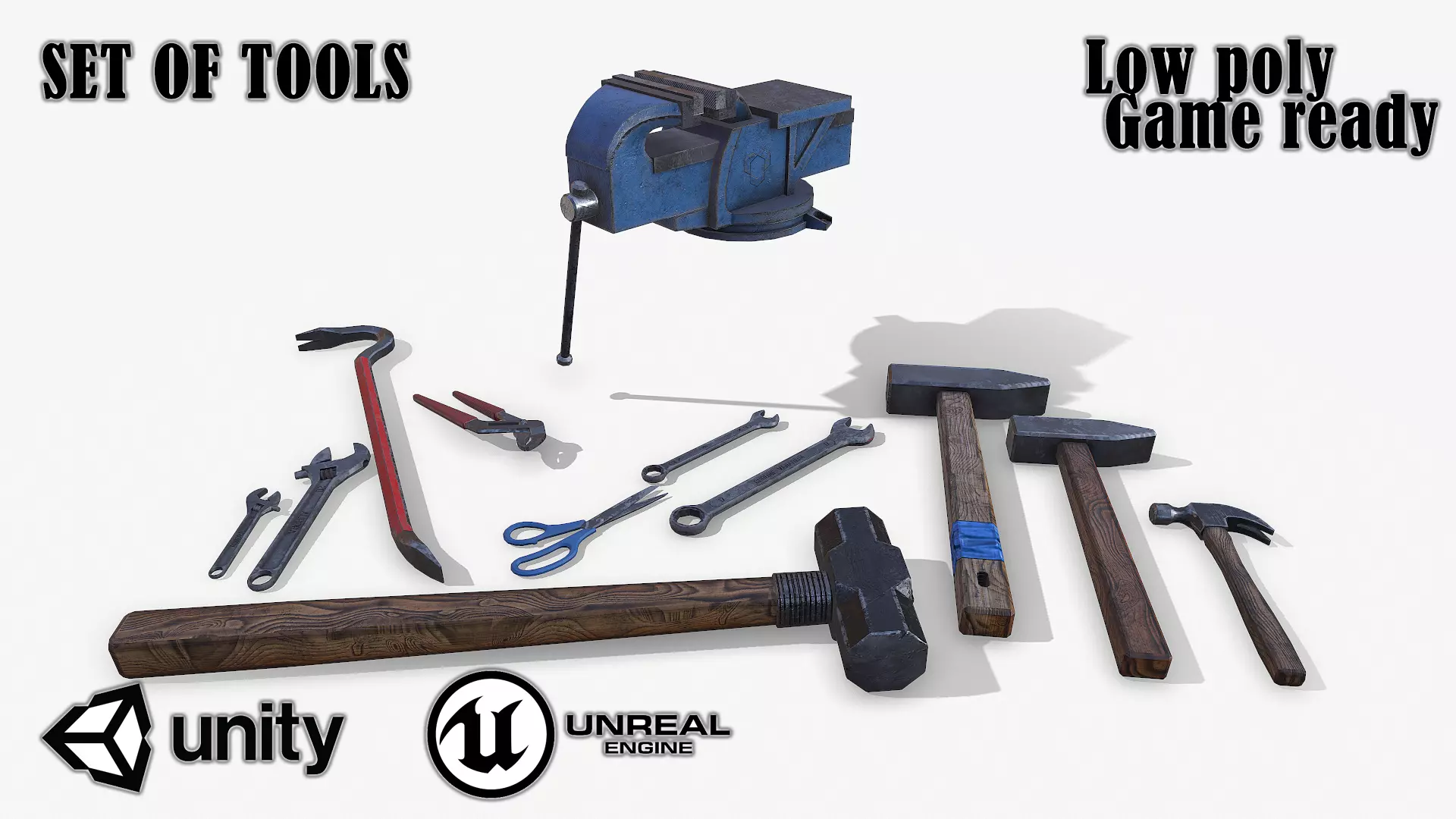 Set of tools 02 Low-poly 3D model_0