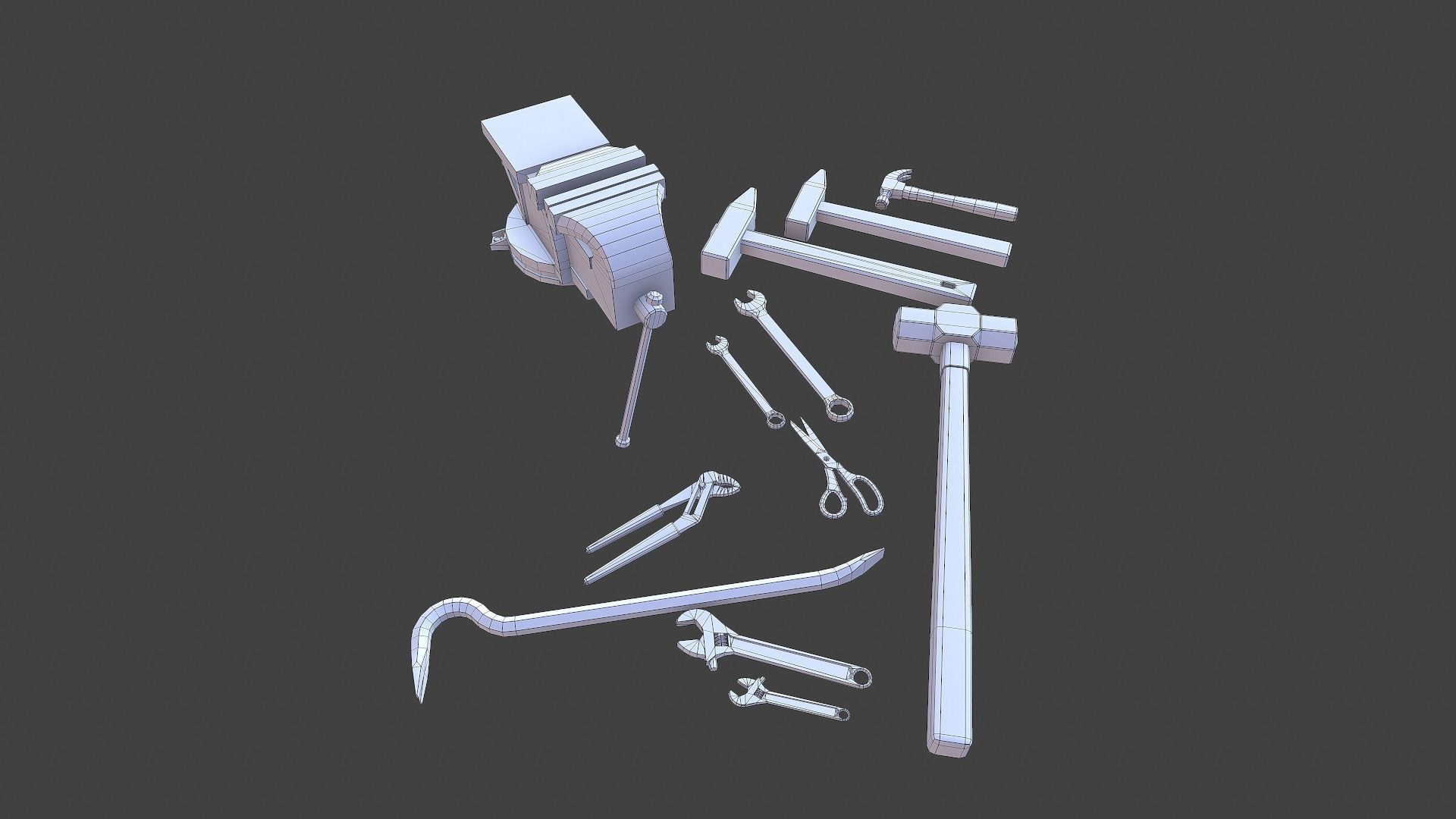 Set of tools 02 Low-poly 3D model_17
