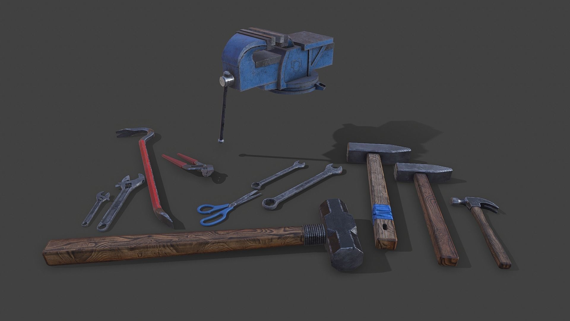Set of tools 02 Low-poly 3D model_15