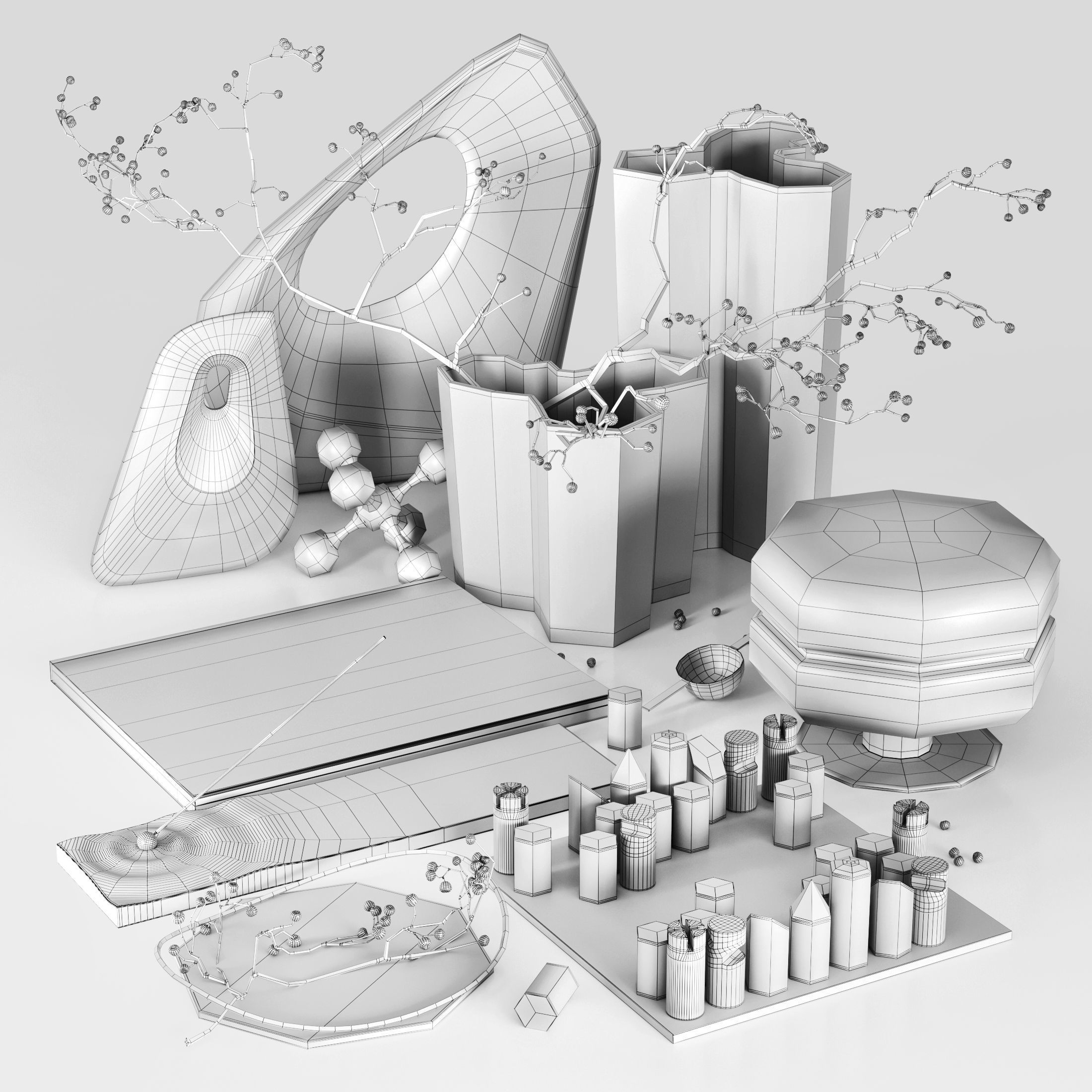 Decorative set 6 Low-poly 3D model_7