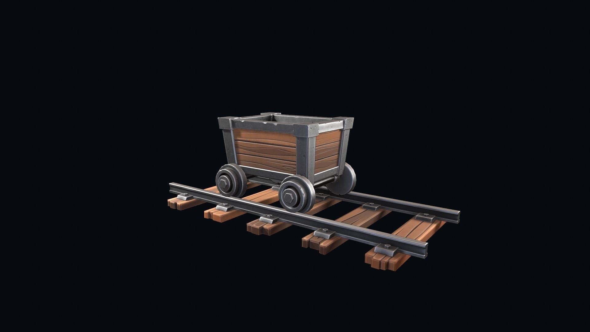 Stylized trolley and rails  Low-poly 3D model_7