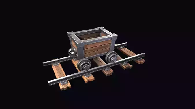 Stylized trolley and rails 
