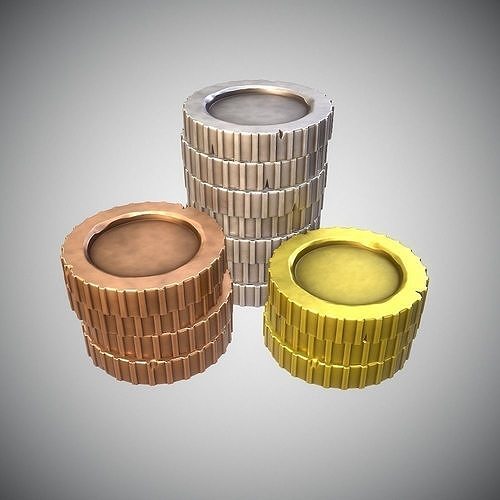 Stylized coins Free low-poly 3D model