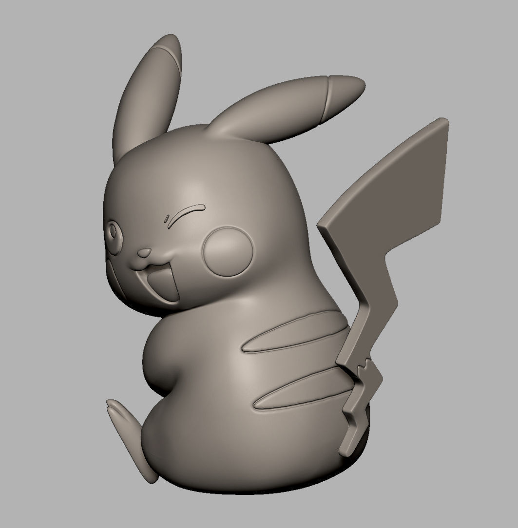 Pikachu winking for 3D printing 3D print model_3