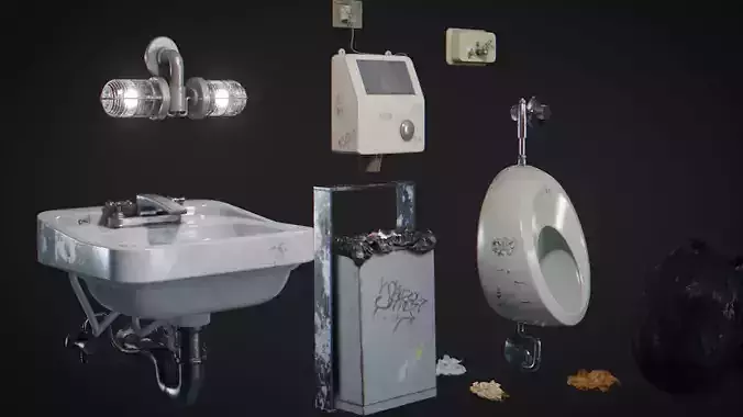Bathroom accessories Pack Low-poly 3D model