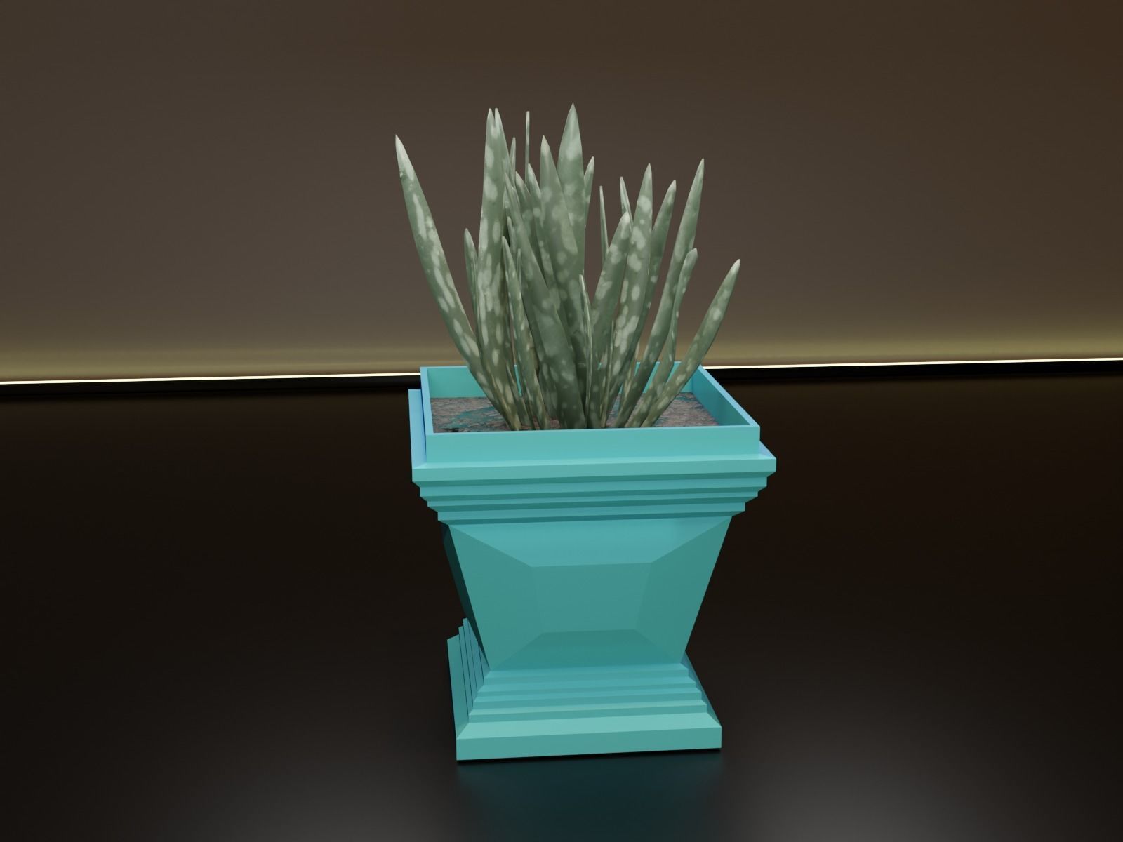 Cubic pot flower plant 3D print model_3