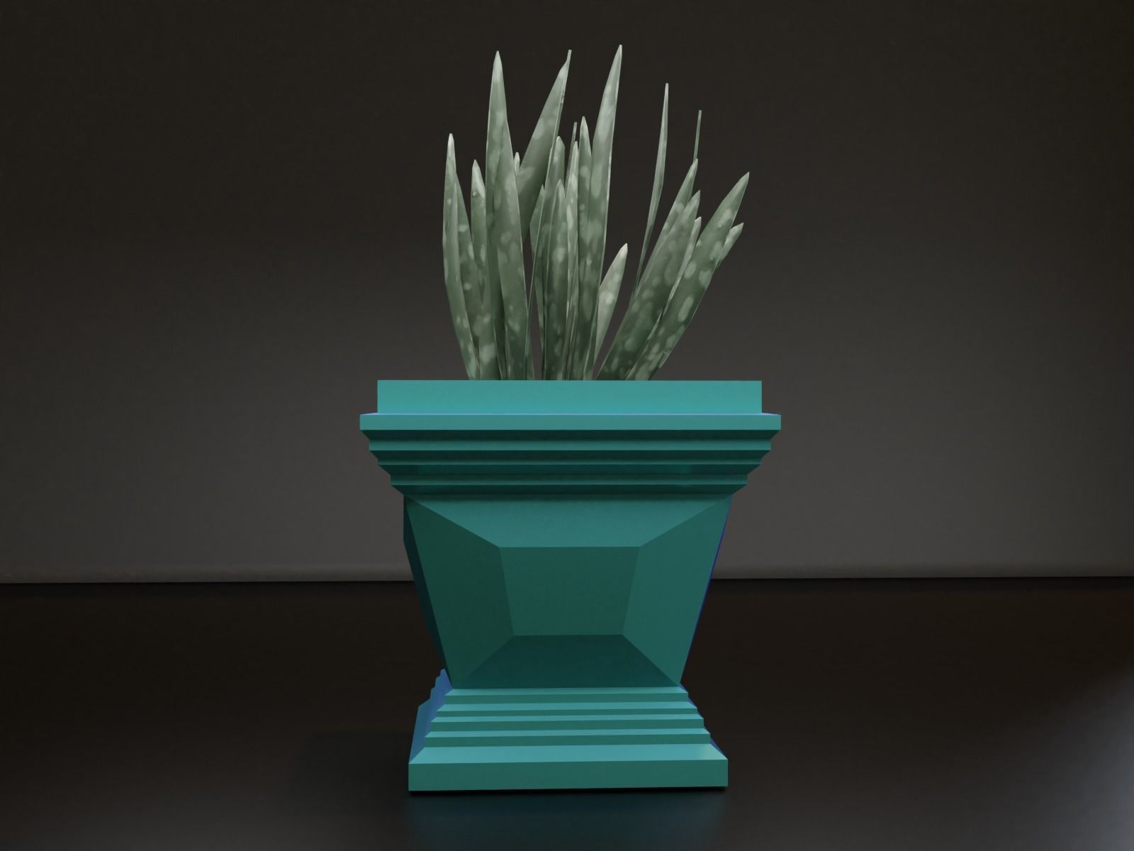 Cubic pot flower plant 3D print model_7