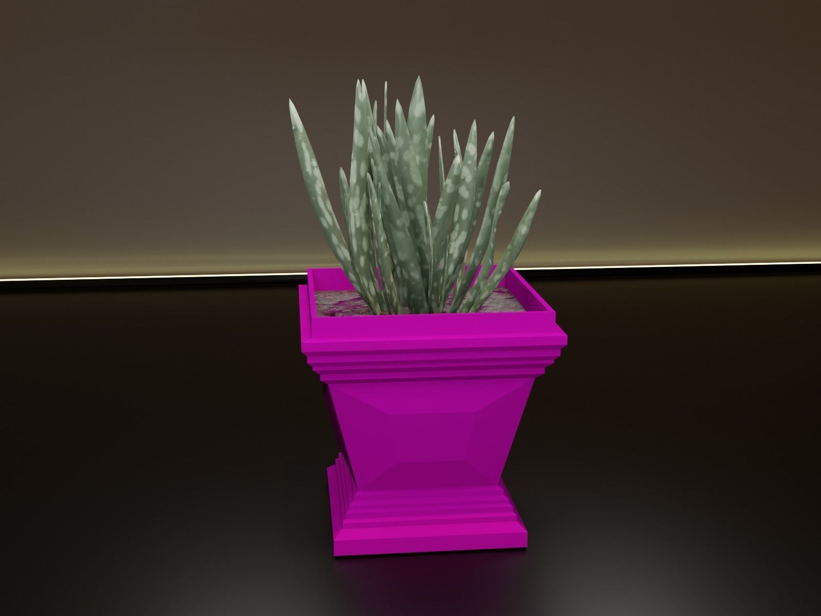 Cubic pot flower plant 3D print model_10