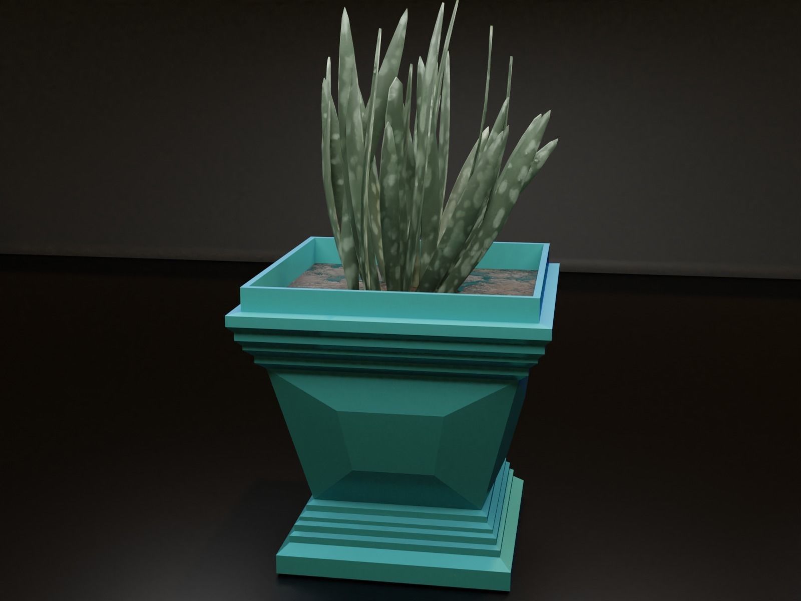 Cubic pot flower plant 3D print model_12