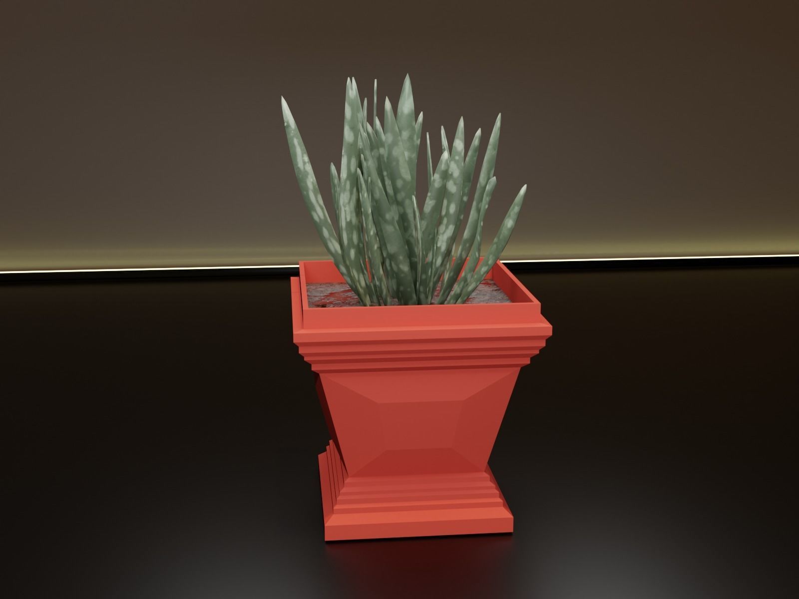 Cubic pot flower plant 3D print model_9