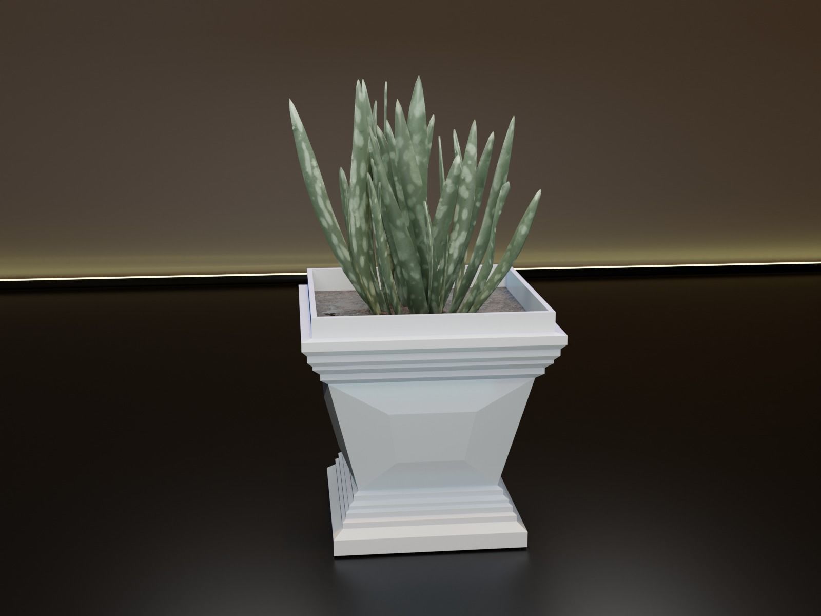 Cubic pot flower plant 3D print model_6