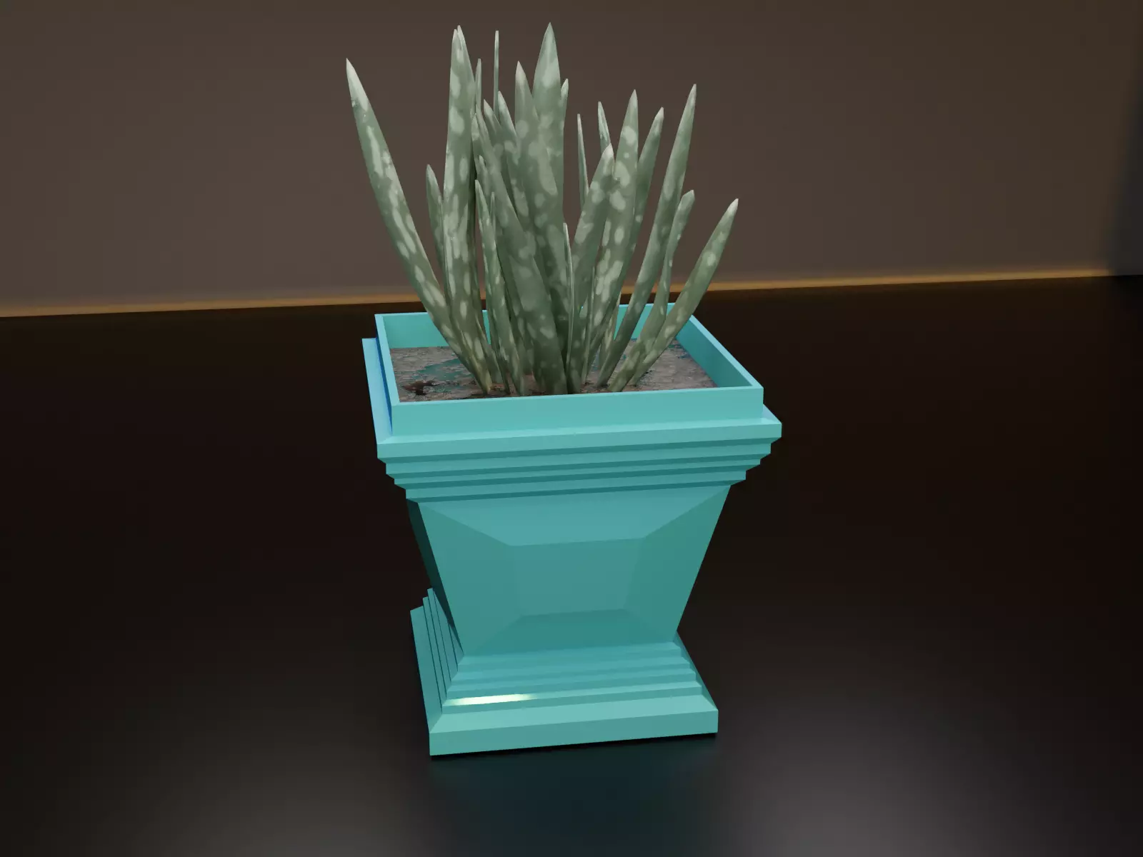 Cubic pot flower plant 3D print model_0