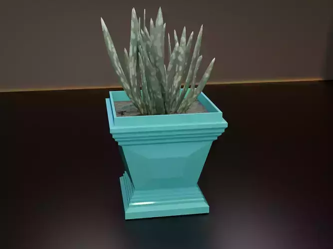 Cubic pot flower plant 3D print model