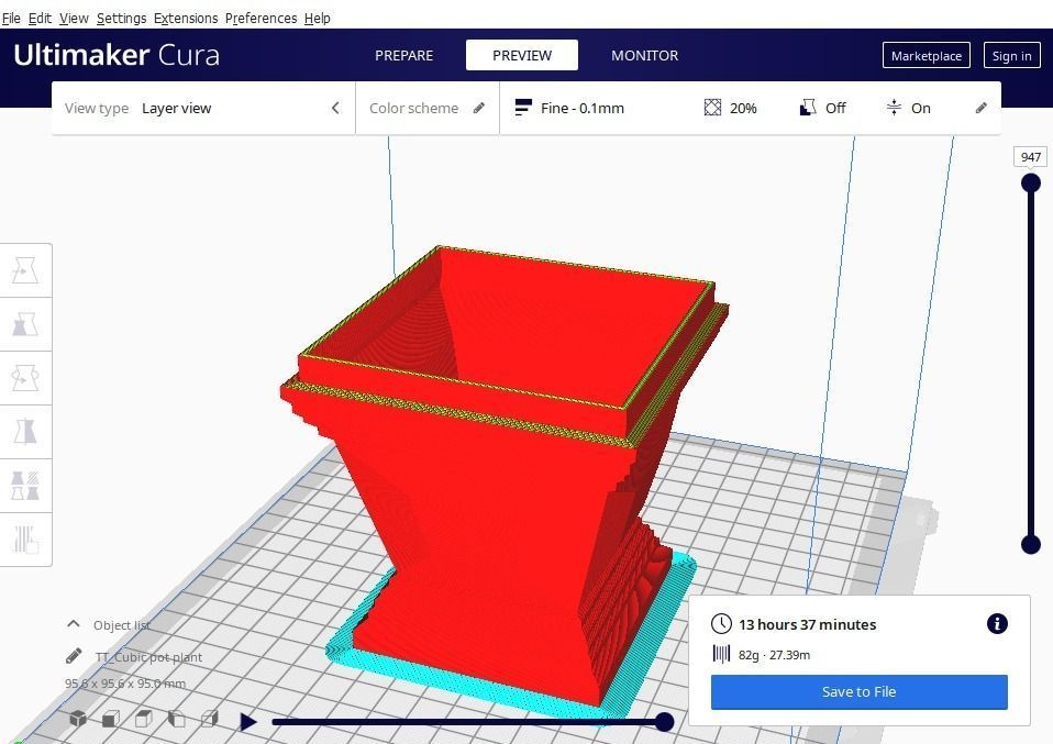 Cubic pot flower plant 3D print model_11