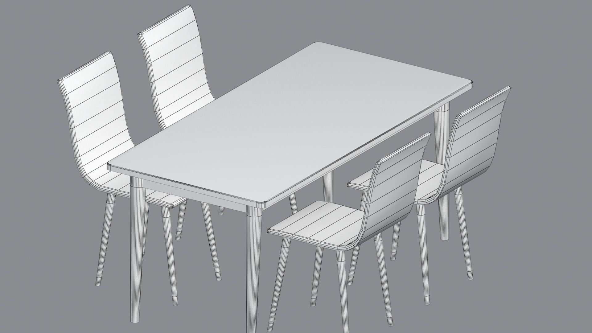 table dining and chairs 3D model_5