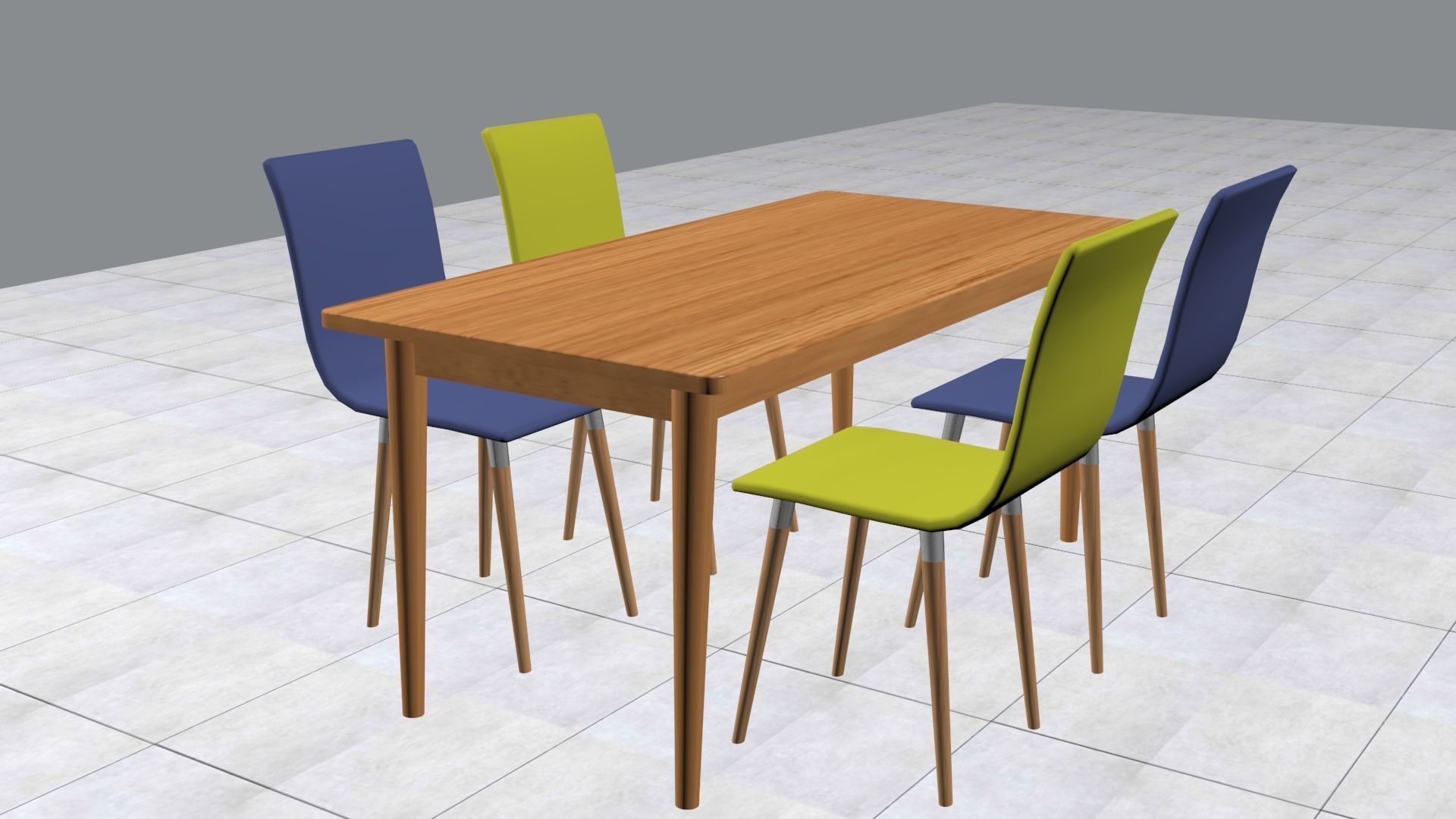table dining and chairs 3D model_1