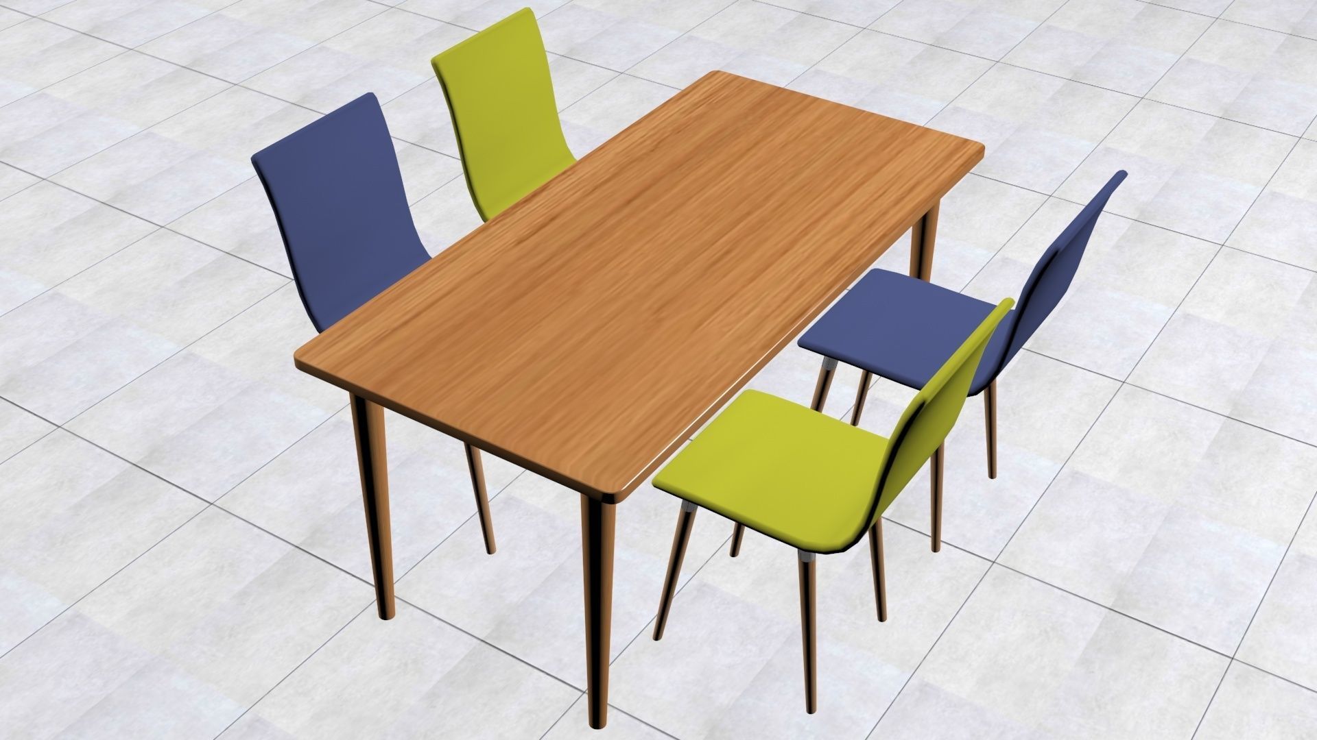 table dining and chairs 3D model_3