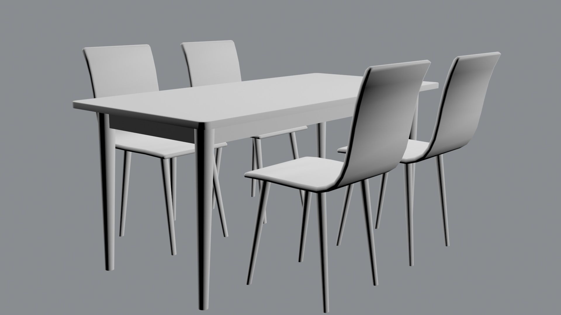 table dining and chairs 3D model_4