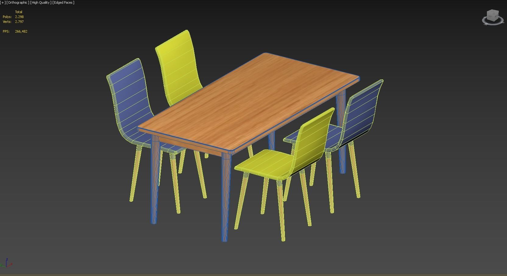 table dining and chairs 3D model_6