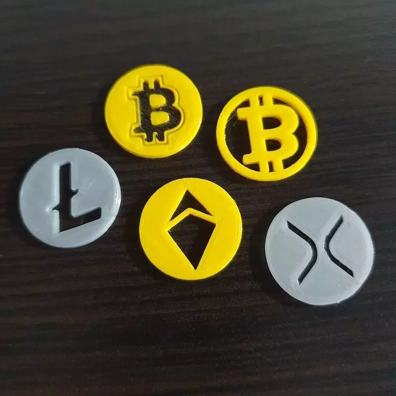 Crypto token coins pack for shopping cart  BTC - LTC - ETH - XRP 3D print model_0