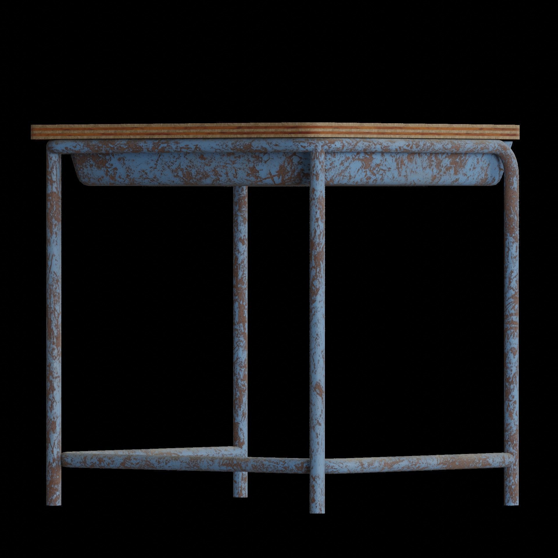 Abandoned School Hallway 3D model_9