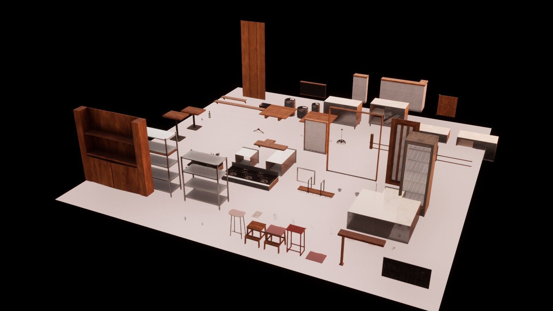 Japanese Izakaya Restaurant 1 - 68 PBR AAA ready models Low-poly 3D model_12