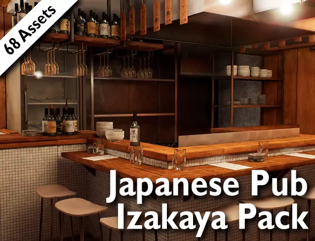 Japanese Izakaya Restaurant 1 - 68 PBR AAA ready models Low-poly 3D model_0