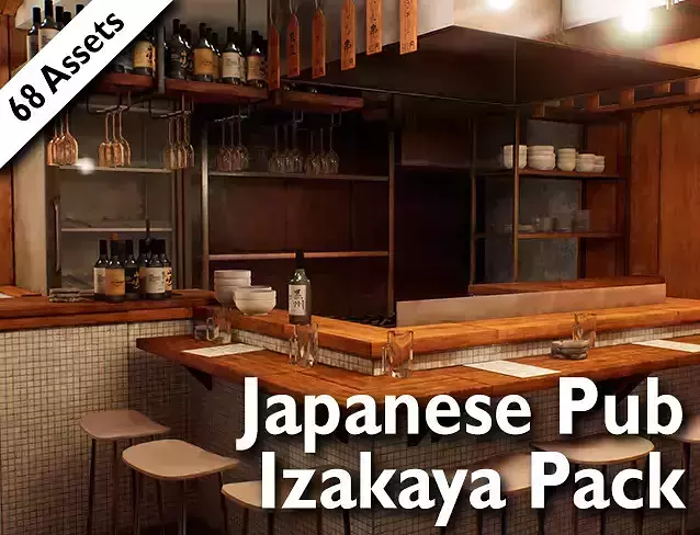 Japanese Izakaya Restaurant 1 - 68 PBR AAA ready models Low-poly 3D model