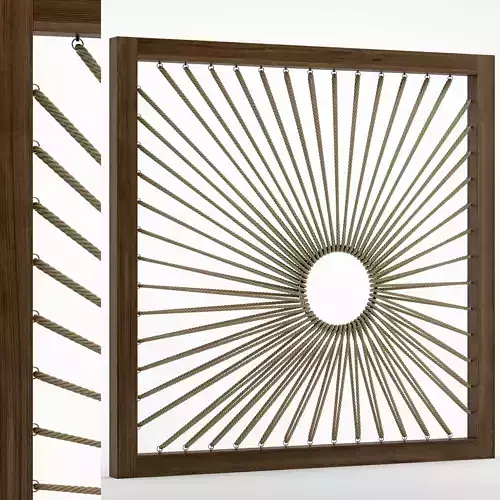 partition wooden frame with sunburst design