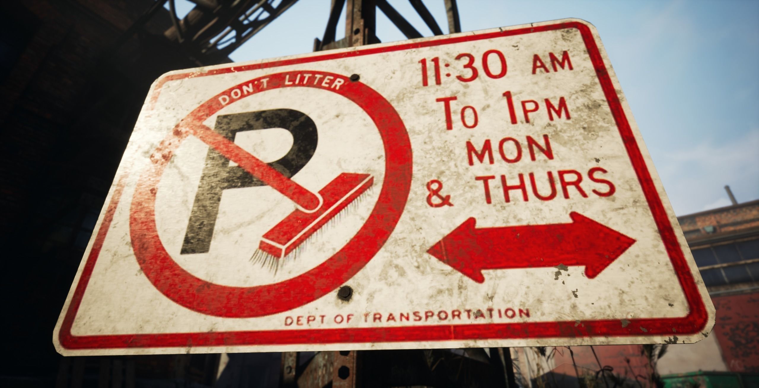 Traffic Sign01 Old Low-poly 3D model_9