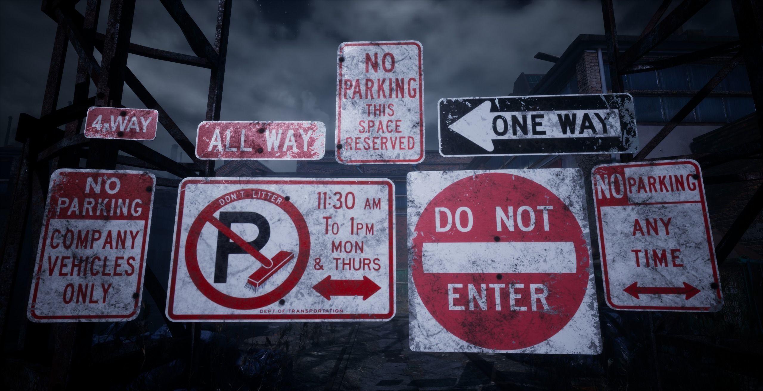 Traffic Sign01 Old Low-poly 3D model_4