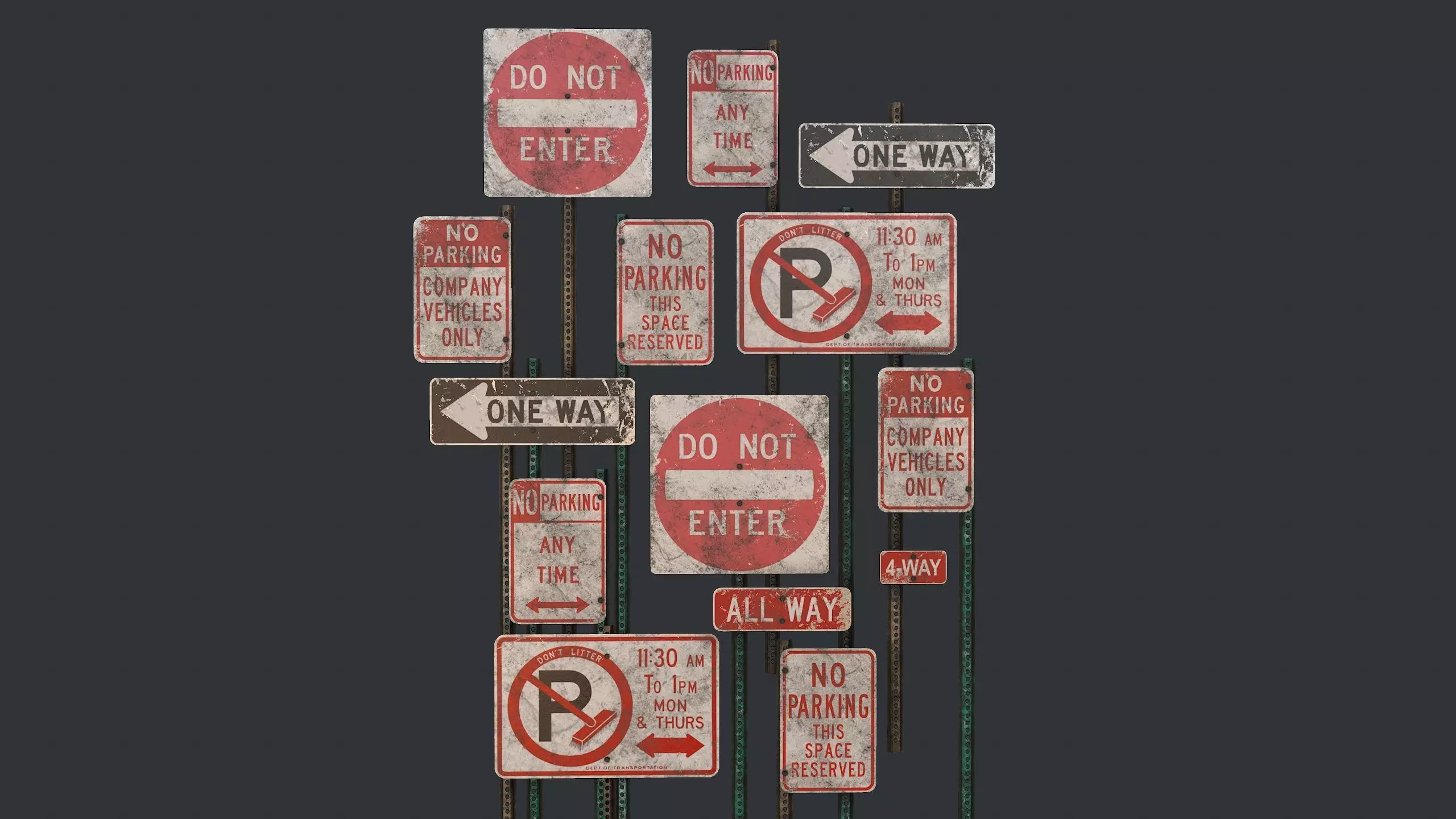 Traffic Sign01 Old Low-poly 3D model_0