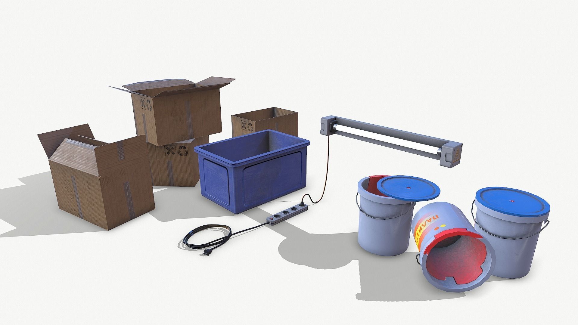 BIG SET WORK TABLE WITH TOOLS Low-poly 3D model_19