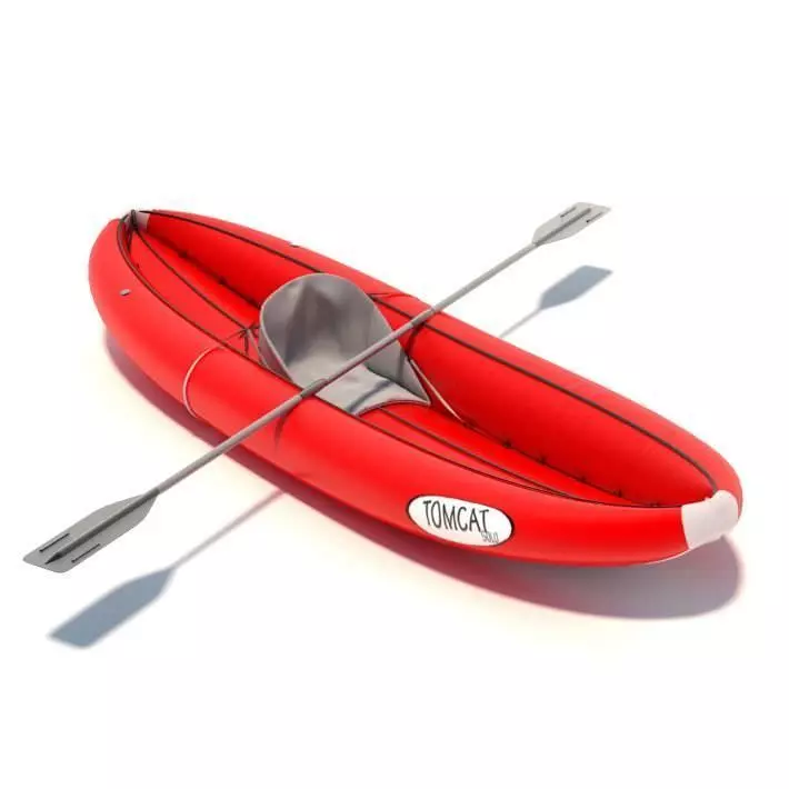 Red Inflatable Canoe 3D model_0
