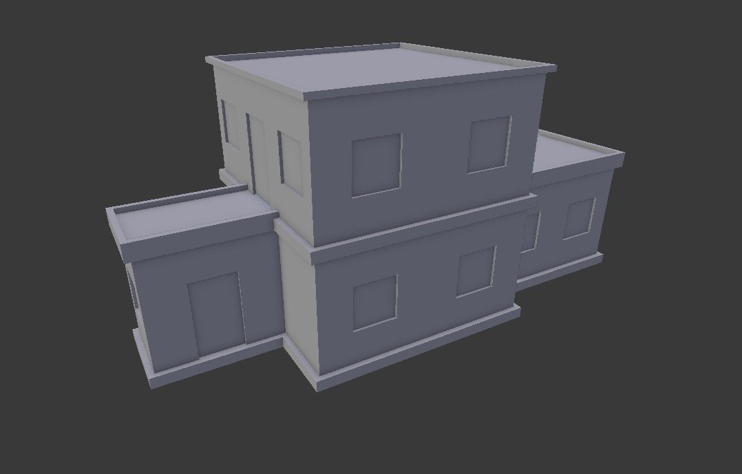 Building 1 house Low-poly 3D model_3
